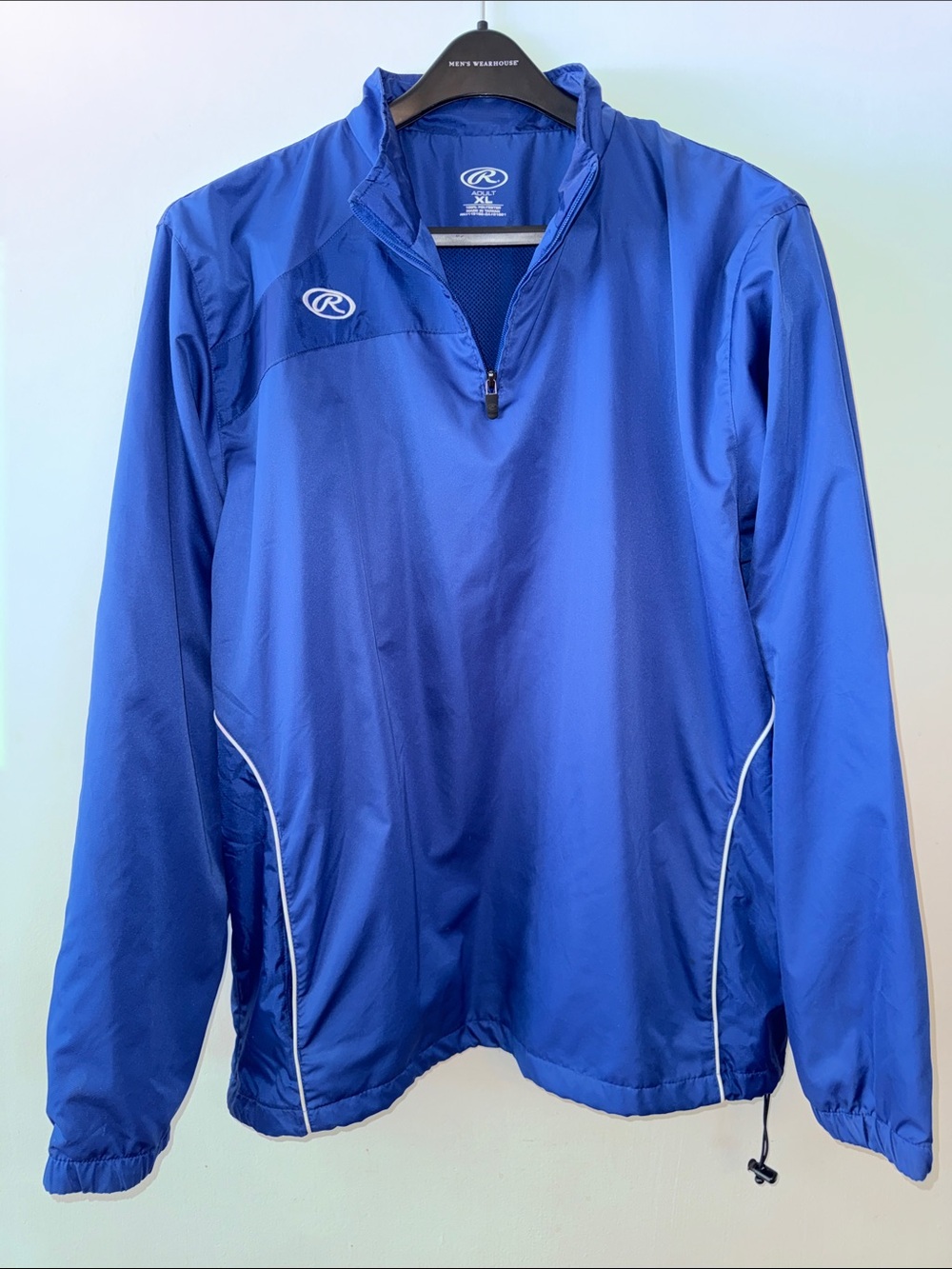 Rawlings Adult XL Quarter-Zip Cage Jacket Blue Lightweight Windbreaker
